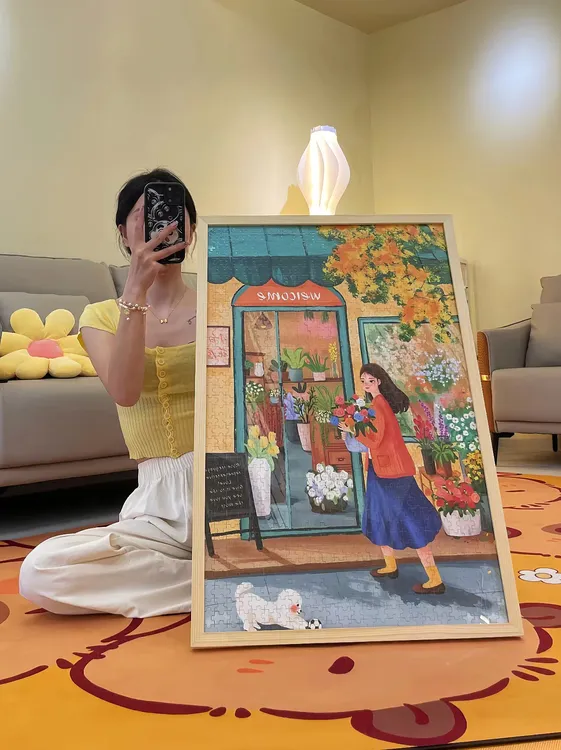 Coco拼图馆《摘花》木质拼图治愈系列积木拼豆小众生日礼品