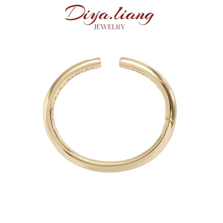 925银手镯 梁雅帝新品【八字吉言】金光镜面重工气质纯银手镯