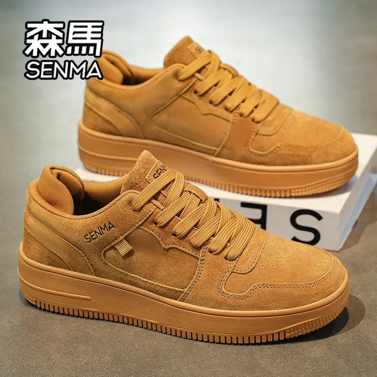 森马男鞋夏季新款时尚百搭男士运动休闲板鞋厚底防滑低帮小麦色鞋商品图