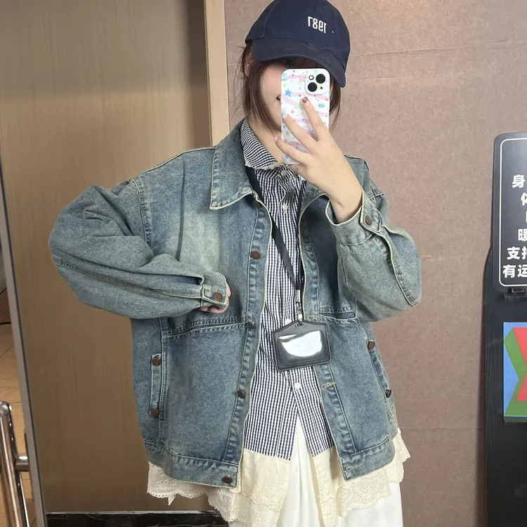 复古牛仔外套女2025春秋新款韩版慵懒风小个子宽松休闲夹克短上衣