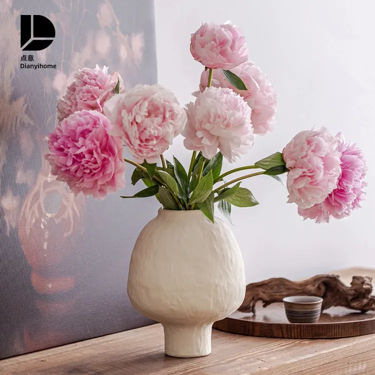 花瓶摆件客厅插花经典轻奢高级感复古水培郁金香鲜花中式白色艺术
