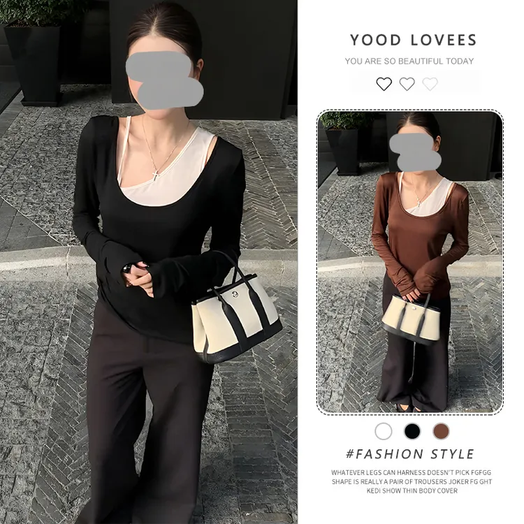 2025春秋新款洋气T恤内搭吊带背心上衣女简约显瘦直筒西裤三件套