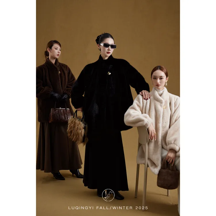 鹭青一原创【晴方好】复古环保毛保暖毛毛外套女L25D1103L