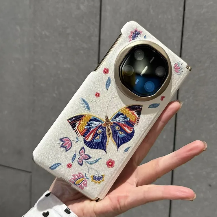 适用于华为MateX6折叠屏手机壳x5双中轴保护套素皮个性彩色蝴蝶