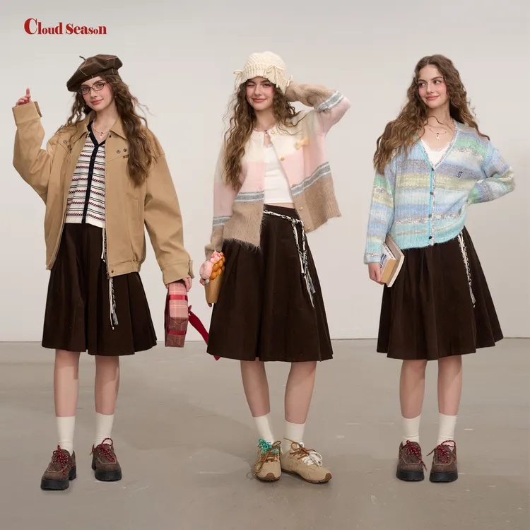 Cloud season百褶灯芯绒半裙CQZ80413半身裙