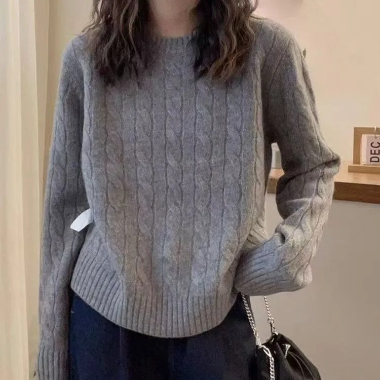 慵懒风休闲针织毛衣女套头秋冬季新款高级设计感宽松百搭打底上衣