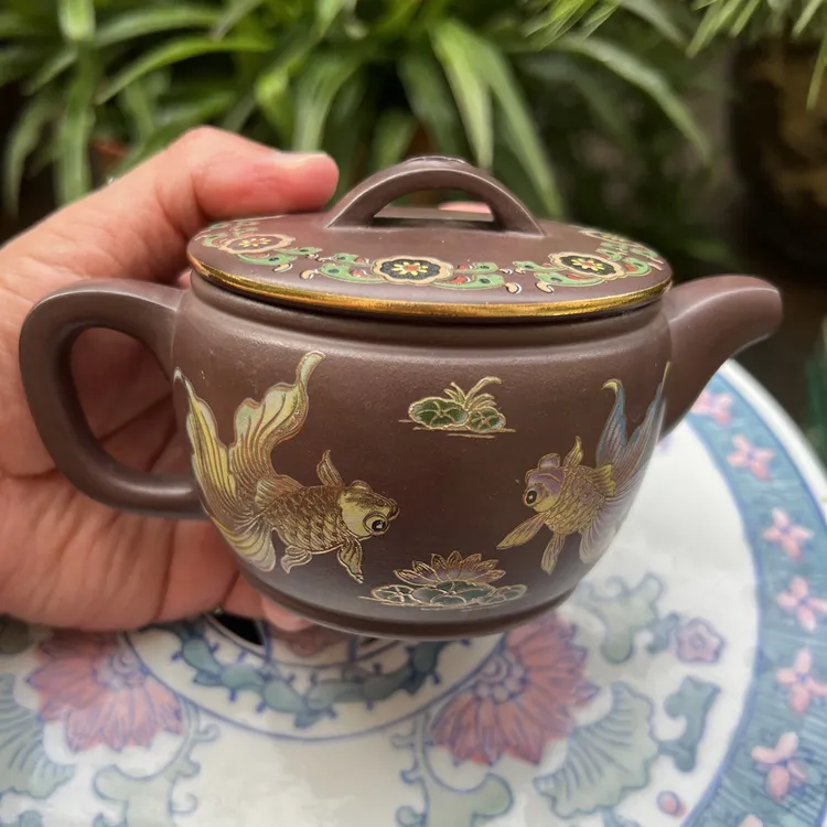 砝琅彩工艺金玉满堂紫砂壶