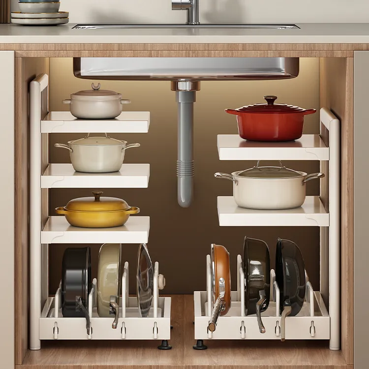 优勤锅具收纳架多层置物架厨房家用台面橱柜下水槽分层放锅托架子