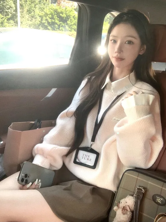 可拆卸领子！慵懒假两件毛衣针织衫上衣宽松灯笼袖高级感显瘦女