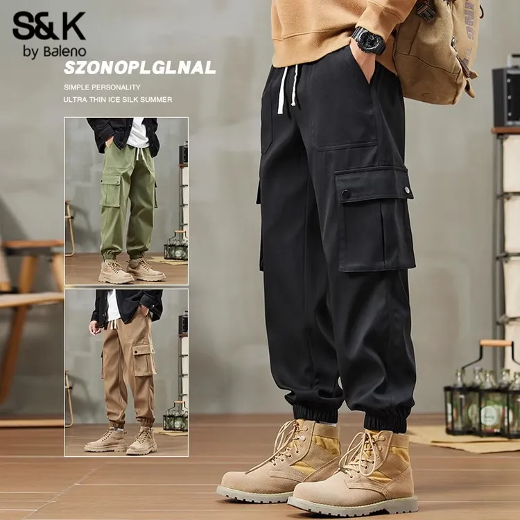 班尼路S&K春秋季新款工装裤男士美式潮流宽松百搭束脚休闲长裤子