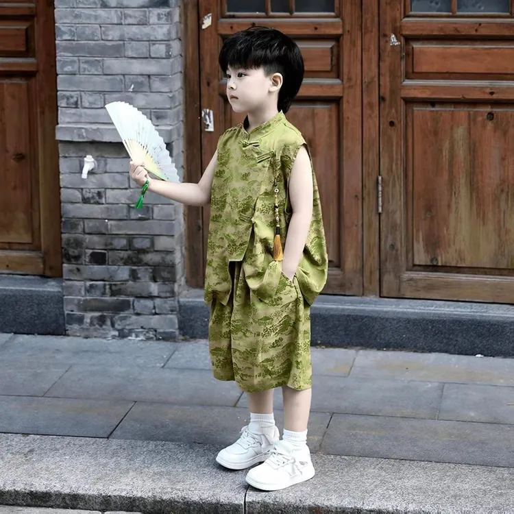 男童夏装汉服套装2025新款儿童夏季新中式古装男孩中国风国潮短袖