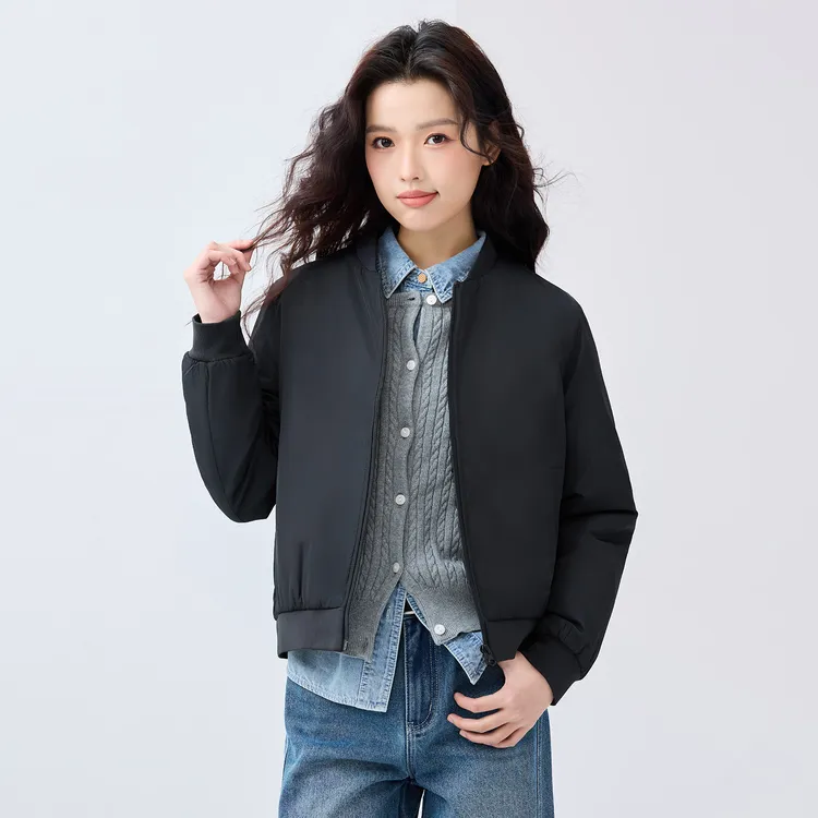 佐丹奴外套女装纯色秋冬新款棒球领棉服飞行员夹克外套 13375850