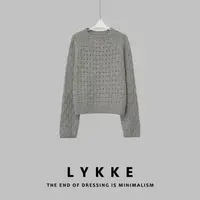 LYKKE 25新款羊毛高定重工方块纱线微镂空针织毛衣-E456