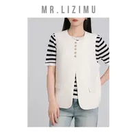 李子木先生春款潮流外穿马夹时髦洋气女百搭高级黑色马甲C6002