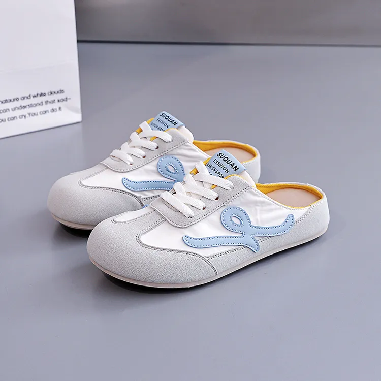 2025春夏爆款运动德训华夫阿甘鞋休闲拼色外穿半拖鞋女凉拖K3905