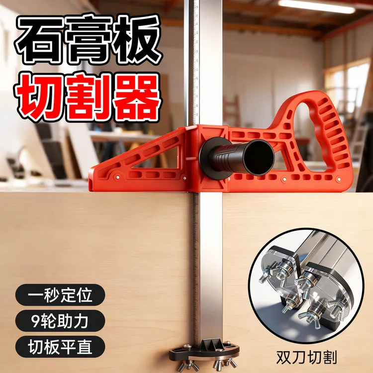 新款石膏板切割神器专用裁板器木工高精度铝合金可折叠滚轮式推刀