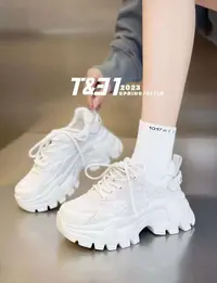 W2419W爆款显脚小厚底老爹鞋2025秋季新款女鞋增高休闲运动鞋