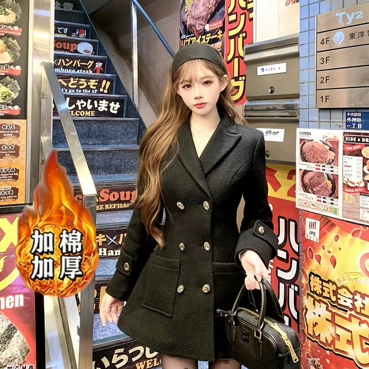 【加棉加厚】"古早千金"法式千金风收腰显瘦毛呢外套DM0164