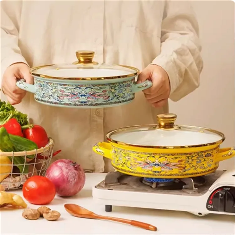 特厚珐琅搪瓷汤锅冬季火锅奶锅家用炖锅搪瓷海鲜锅燃气电磁炉锅