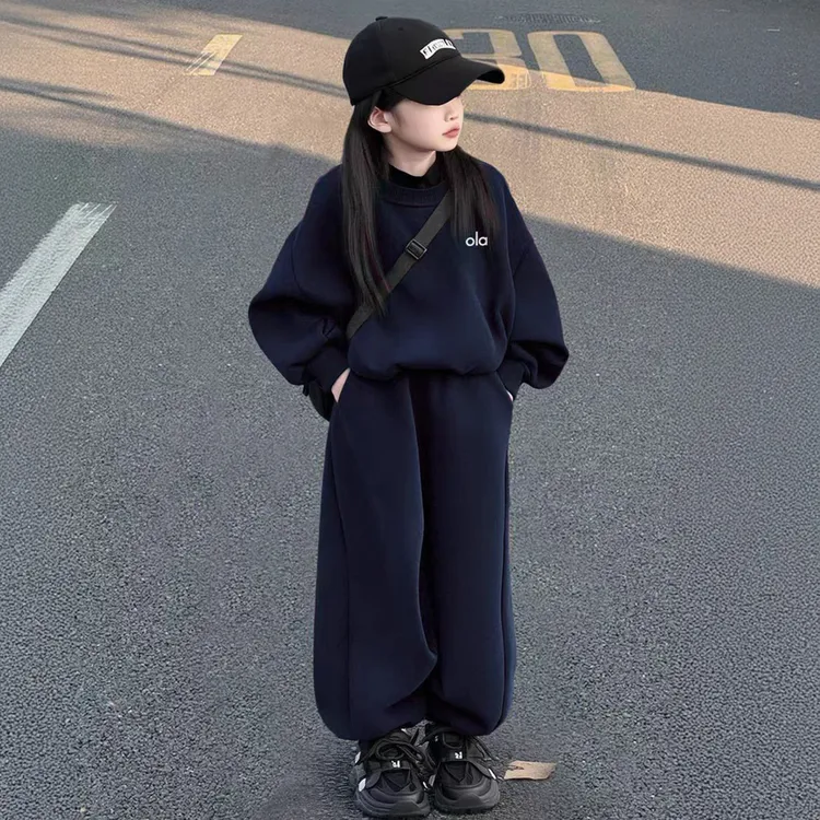 女童卫衣套装秋季新款儿童洋气时髦阔腿裤2025春秋中大儿童两件套