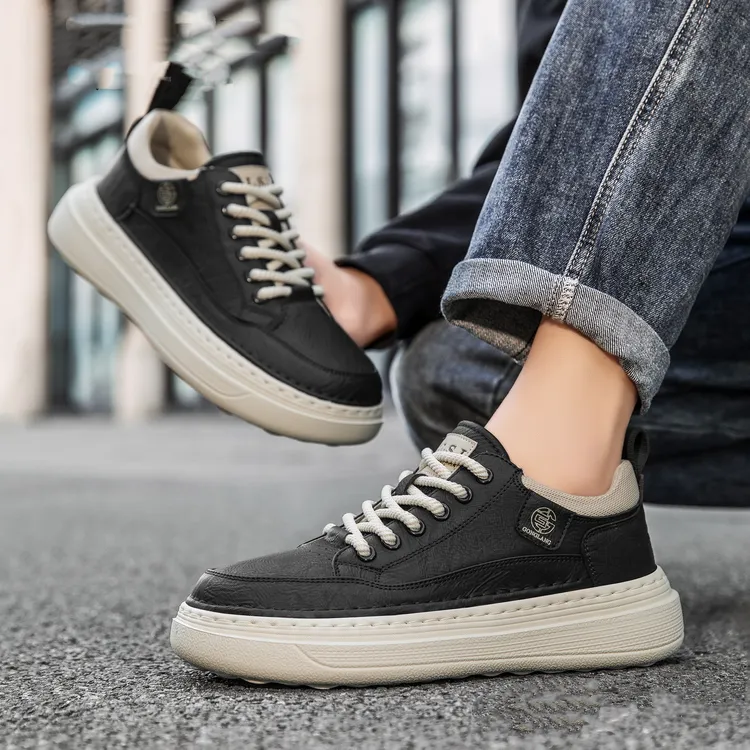 路巡2025秋冬款上线时尚皮面舒适百搭宽松轻便男士休闲板鞋5319
