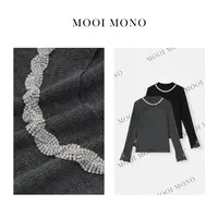 MOOI MONO"蕾丝绮梦"显瘦冬季烫钻蕾丝百搭拼接套头毛衣 M409D44