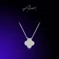  AIAX 925银 镀K金【夏上新】 轻奢女神镶嵌四叶项链TSJ9454