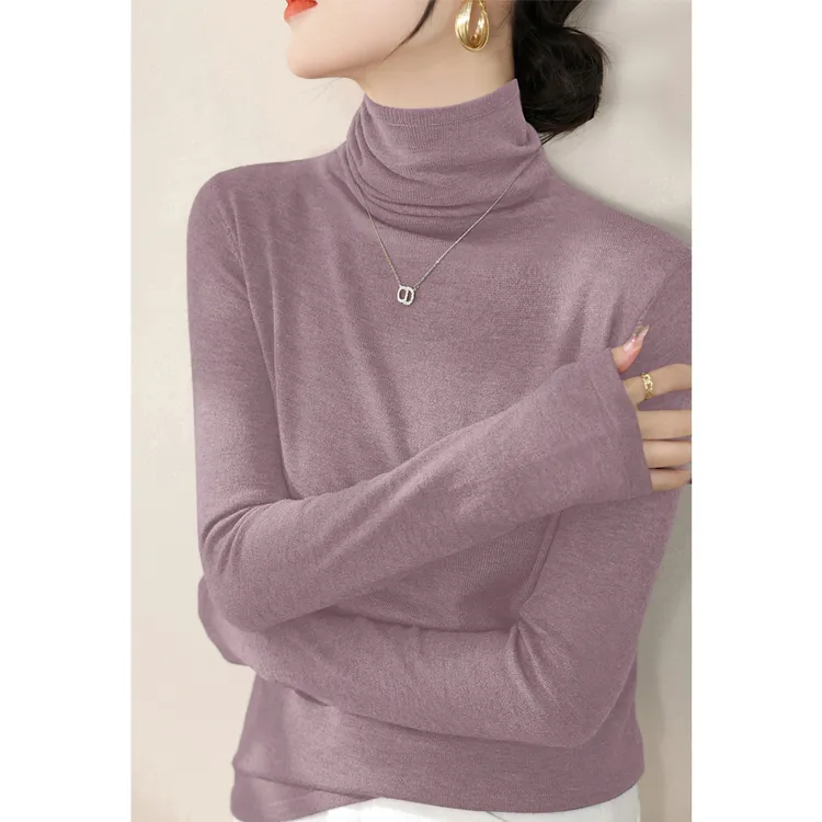 秋冬季时尚气质修身打底衫女高级感2025年内搭新款堆堆领长袖针织