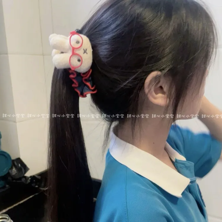 可爱眼镜米菲兔子发夹蓝色牛仔香蕉夹女慵懒风卡通发饰抓夹