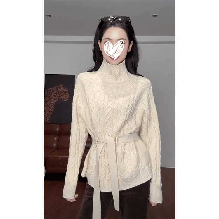 针织毛衣女法式气质轻熟风高领麻花秋季新款时髦洋气百搭减龄上衣