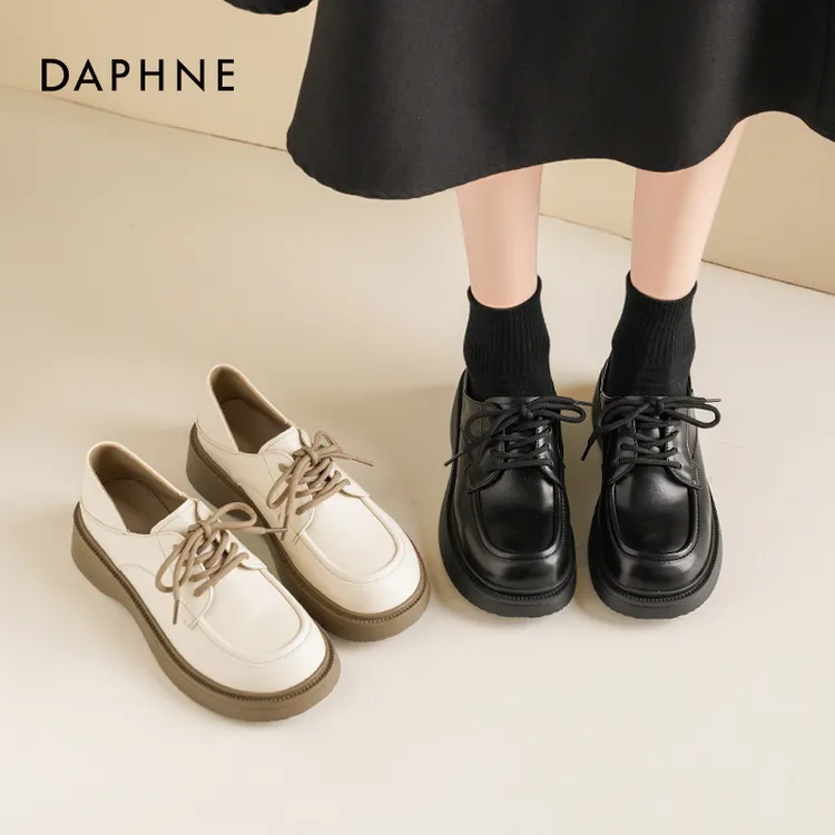 达芙妮乐福鞋女款2025爆款秋季英伦风厚底小皮鞋软底百搭轻奢鞋子