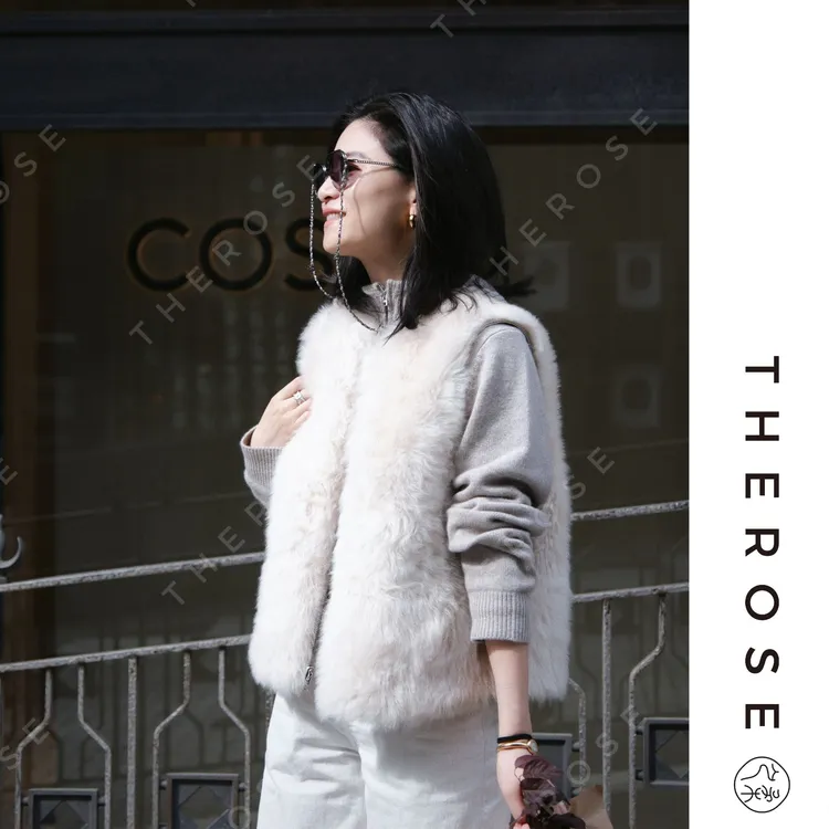 之柔【长岛的雪】西班牙进口羊绒拉贡皮毛一体两面可穿OLMETEX马甲