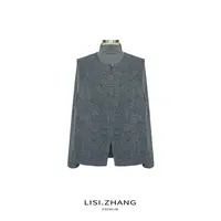 LISI.ZHANG--【T恤+马夹套装】纯色高领T恤开衩毛呢马夹时尚套装