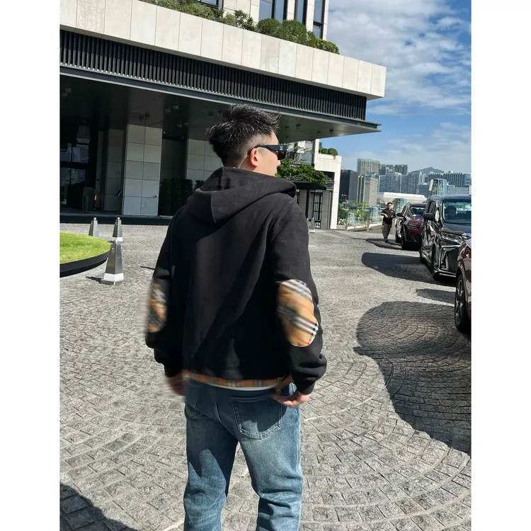 【格纹连帽】冬季重磅羊毛混纺男士新款休闲装蜜蜂高级外套夹克