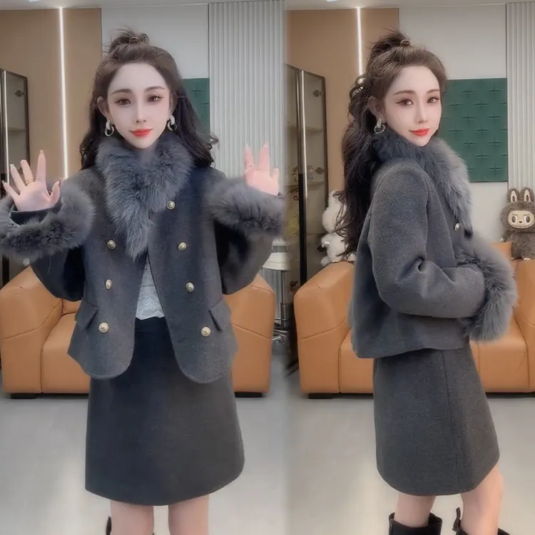 2025秋冬新款时尚显瘦气质网红高档套装女高级百搭宽松大码两件套