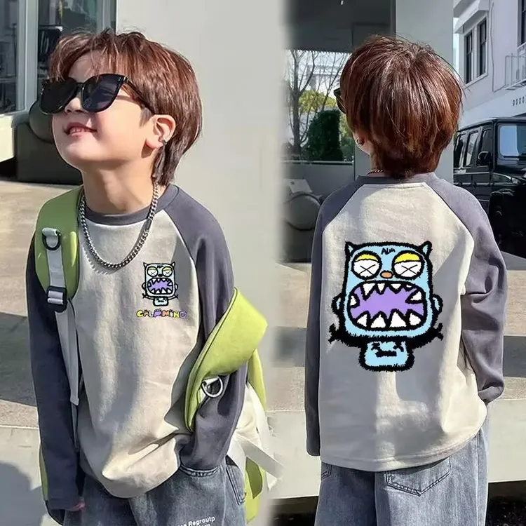 男童女童男宝春秋长袖T恤宝宝洋气圆领打底衫儿童韩版休闲童装