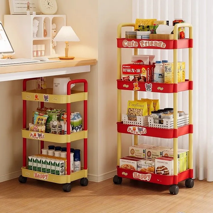 可移动储物架客厅宿舍零食收纳架家用卧室多层可爱小推车置物架LQ