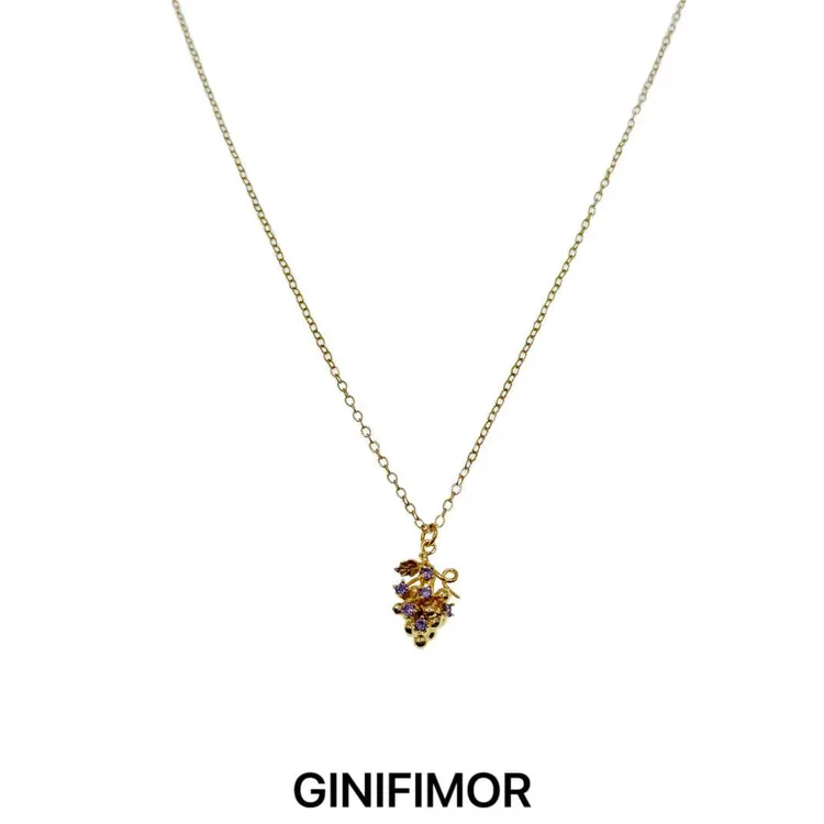 GINIFIMOR 铜合金项链 a781 紫葡萄项链百搭气质锁骨链