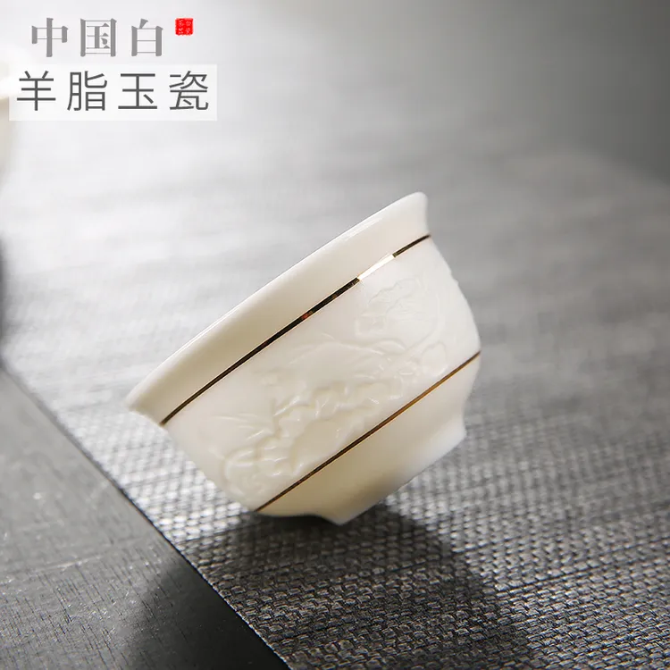 羊脂玉瓷白瓷品茗杯主人杯个人杯小品茗杯套装羊脂玉功夫茶杯
