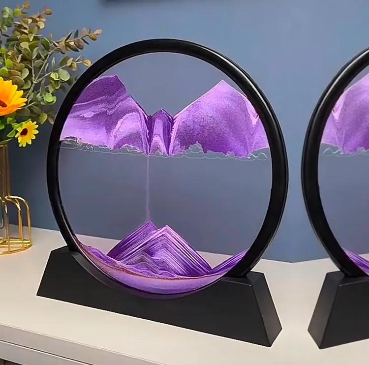 3D流沙画摆件沙漏玻璃酒柜工艺品动态客厅解压装饰品新房装饰品