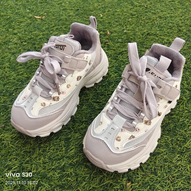 女童冬款二棉皮面运动鞋鞋子