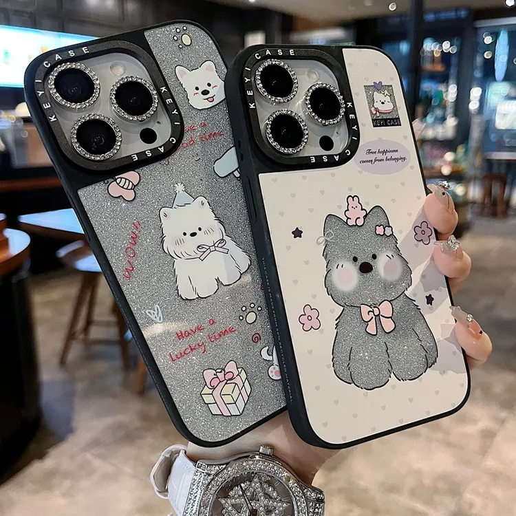 适用苹果系列iPhone17新款手机壳15promax花朵西高地半包大孔透气