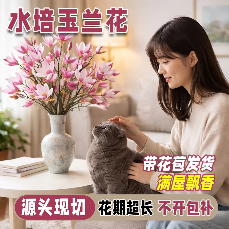 南召基地直发水培玉兰鲜切枝带花苞室内浓香耐寒花加送营养液1包