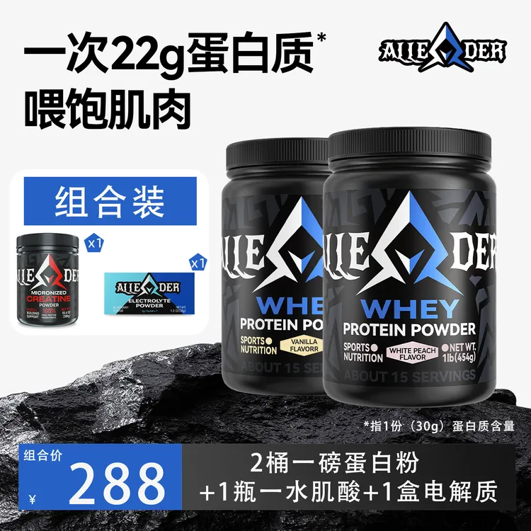【健身组合】ALLEADER进口浓缩乳清蛋白粉健身运动肌酸电解质