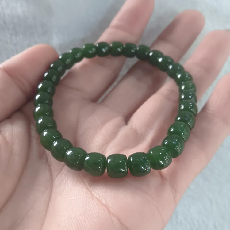 和田玉碧玉俄七红皮老料老型珠男女款卡7 30颗珠串