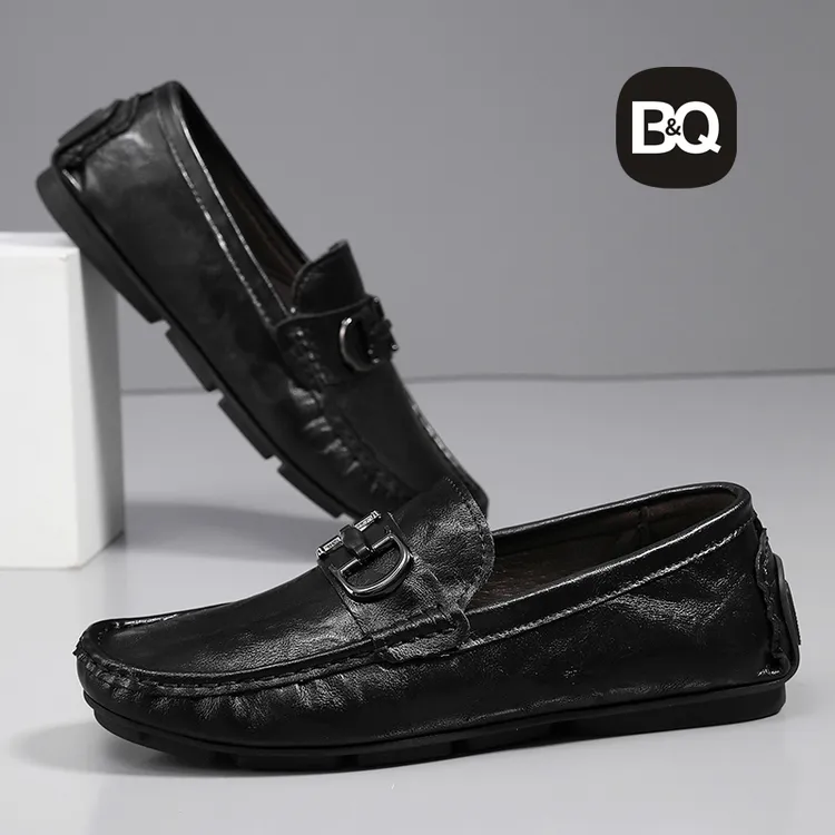 白小强皮鞋男款爆款豆豆鞋男士真皮休闲皮鞋男透气软底软面乐福鞋