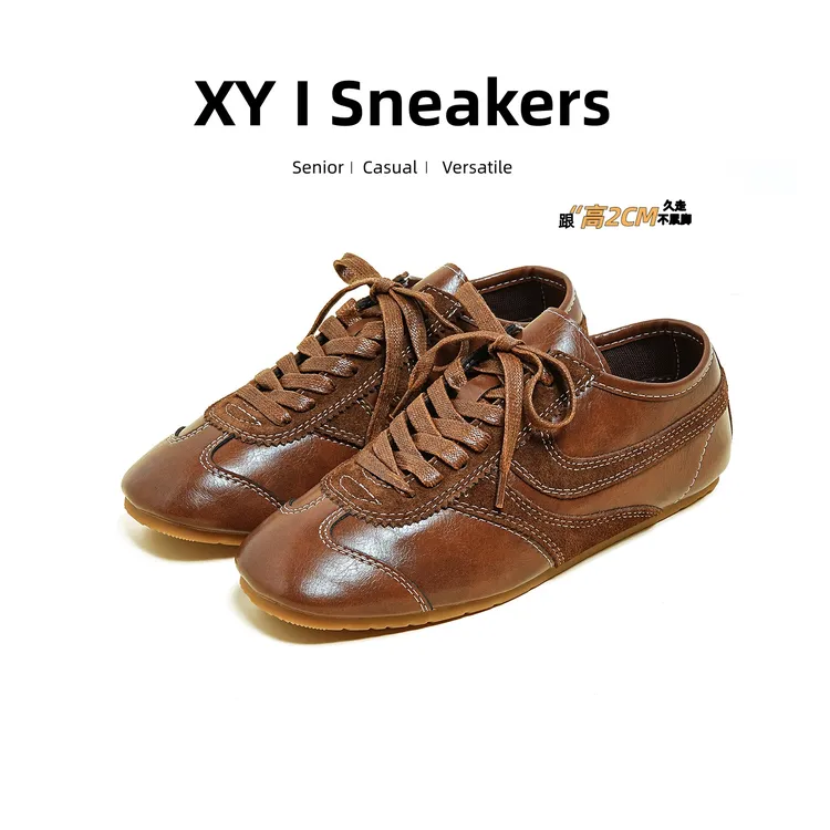 牛皮版阿甘鞋休闲平底运动女鞋轻便透气平底复古2025德训鞋灵珠女