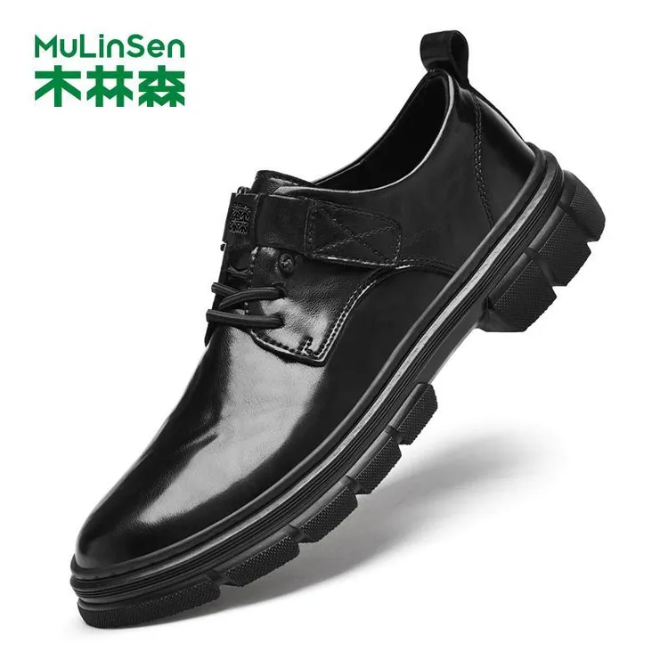 木林森男鞋春夏季保暖加绒棉鞋正品正装软皮软底商务休闲皮鞋男