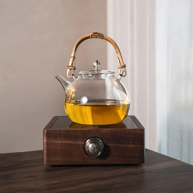 简造实木方炉家用电陶炉+天久兰亭壶小型煮茶套装