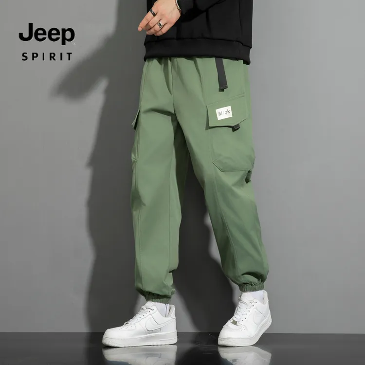 JEEPSPIRIT吉普新款男士潮流宽松束脚工装裤2025春秋百搭休闲长裤